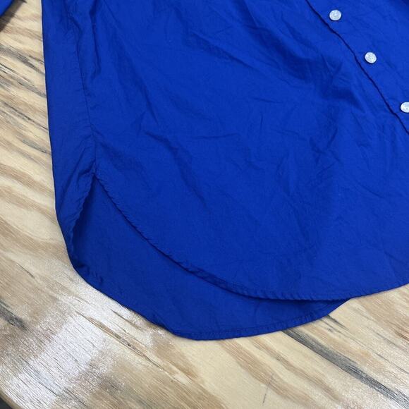 Talbots Plus Cotton Button Up Down Top Size 1X Royal Blue Office Mature Capsule - Picture 9 of 9
